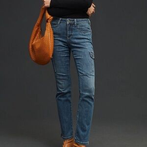 New Anthropologie Pilcro Mid-Rise Slim Straight Cargo Jeans size 29 Tall